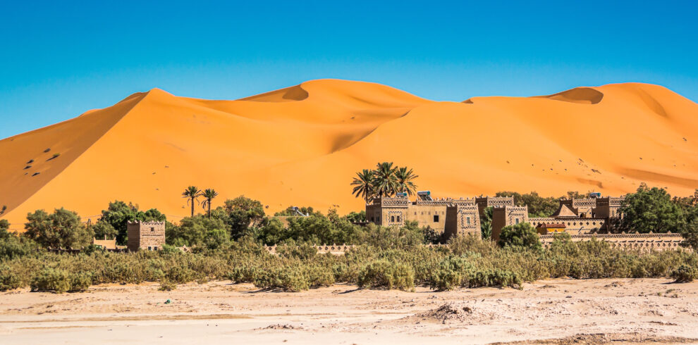 Famous dunes Erg Chebbi in Morocco, near Merzouga